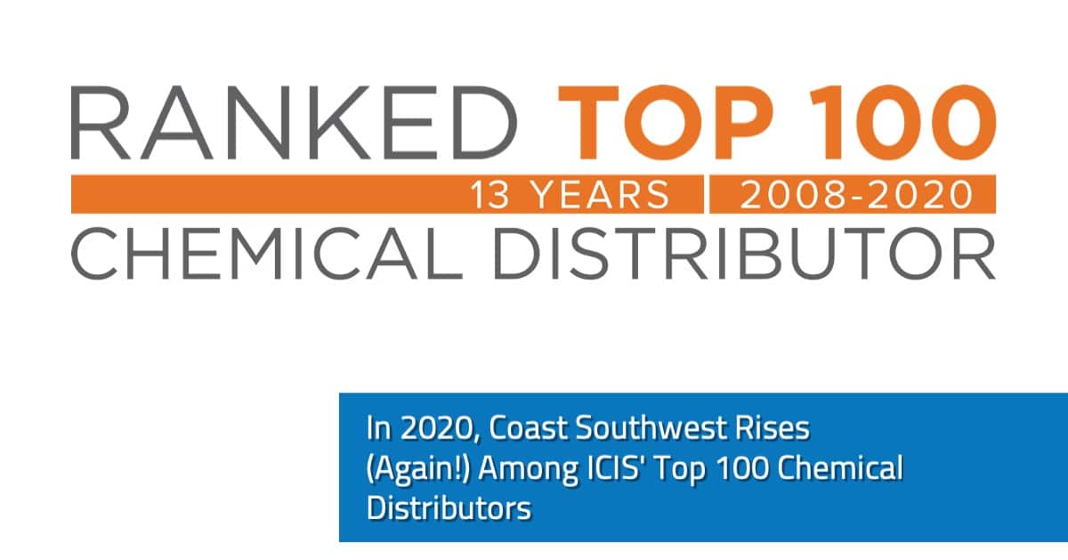 Coast Southwest Climbs the List of ICIS' Top 100 Chemical Distributors -  Coast Southwest