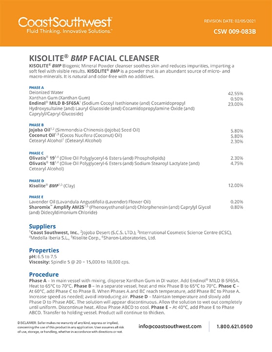 Kisolite BMP Facial Cleanser Formula PDF