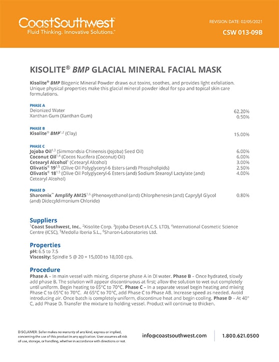 Kisolite BMP Facial Mask Formula PDF
