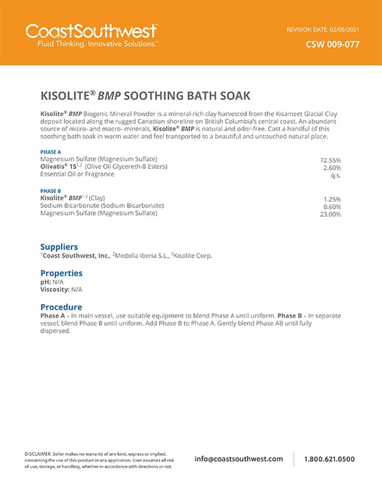 Kisolite BMP Soothing Bath Soak Formula PDF